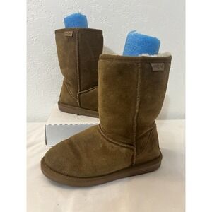 Minnetonka Brown Boot Mid Calf Pull On 85671 Womens Size 6 Spot 9" Total Height